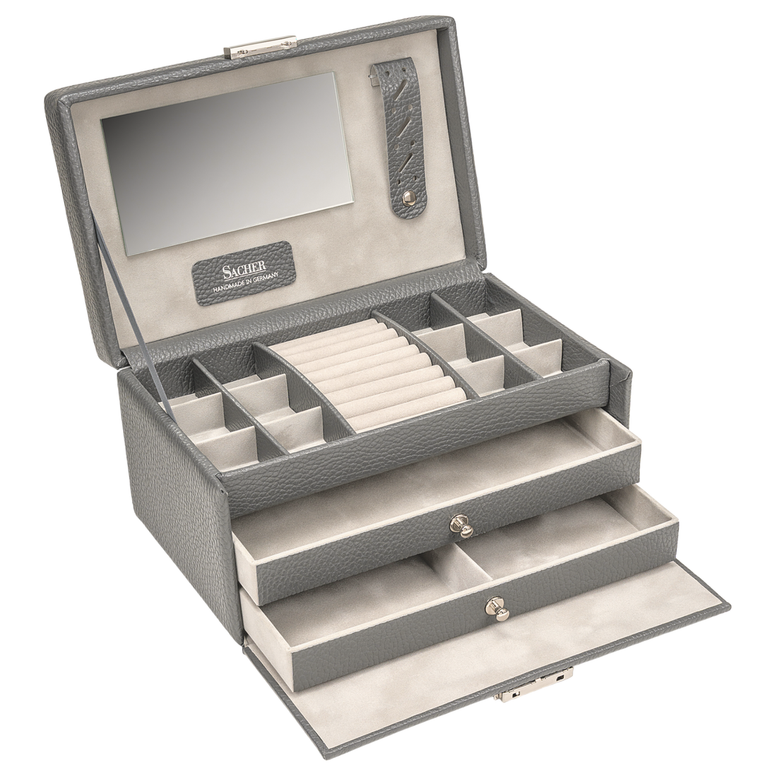 Jewelry box Emma granello / grey (full cowhide)