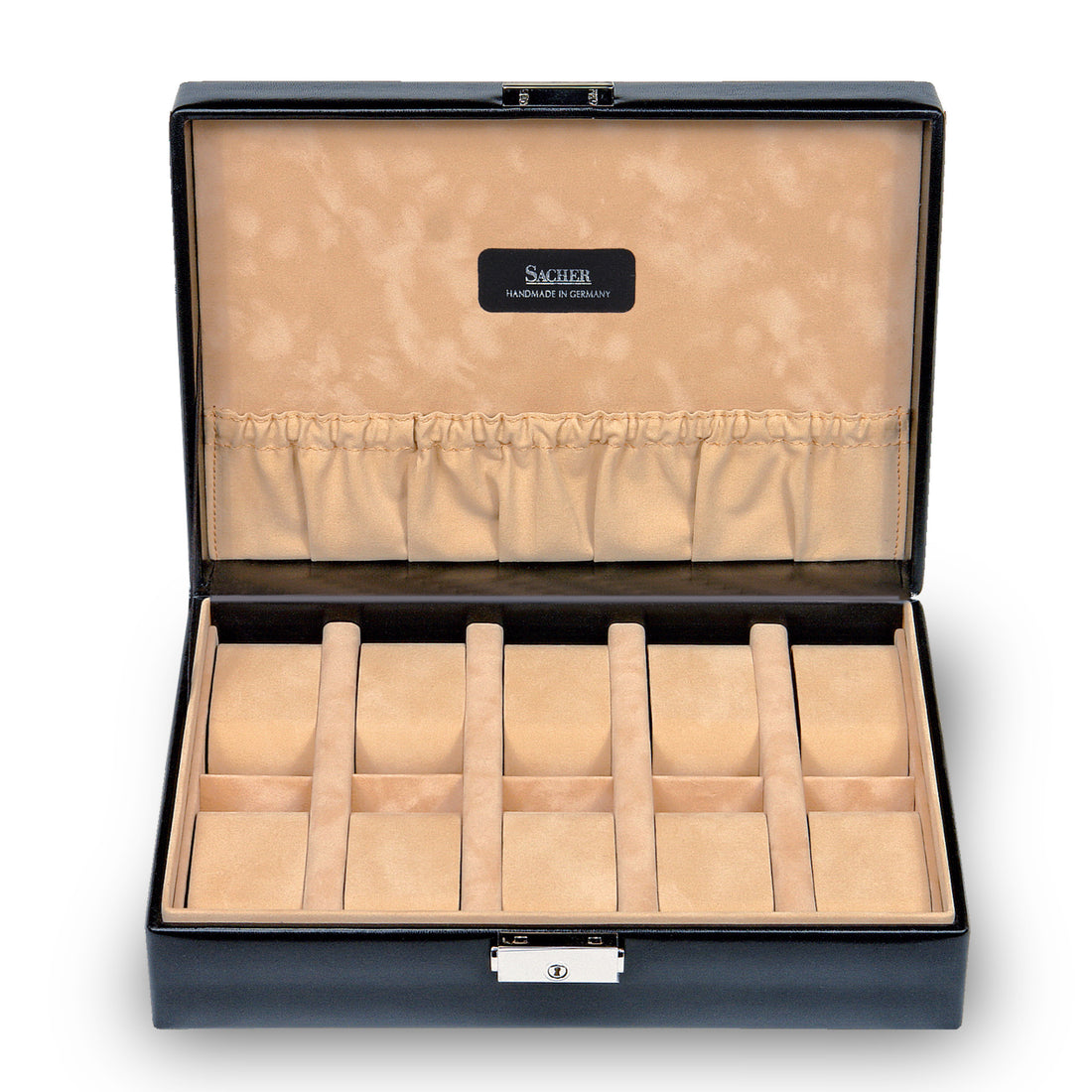 Watch case for 10 watches new classic / black (leather)