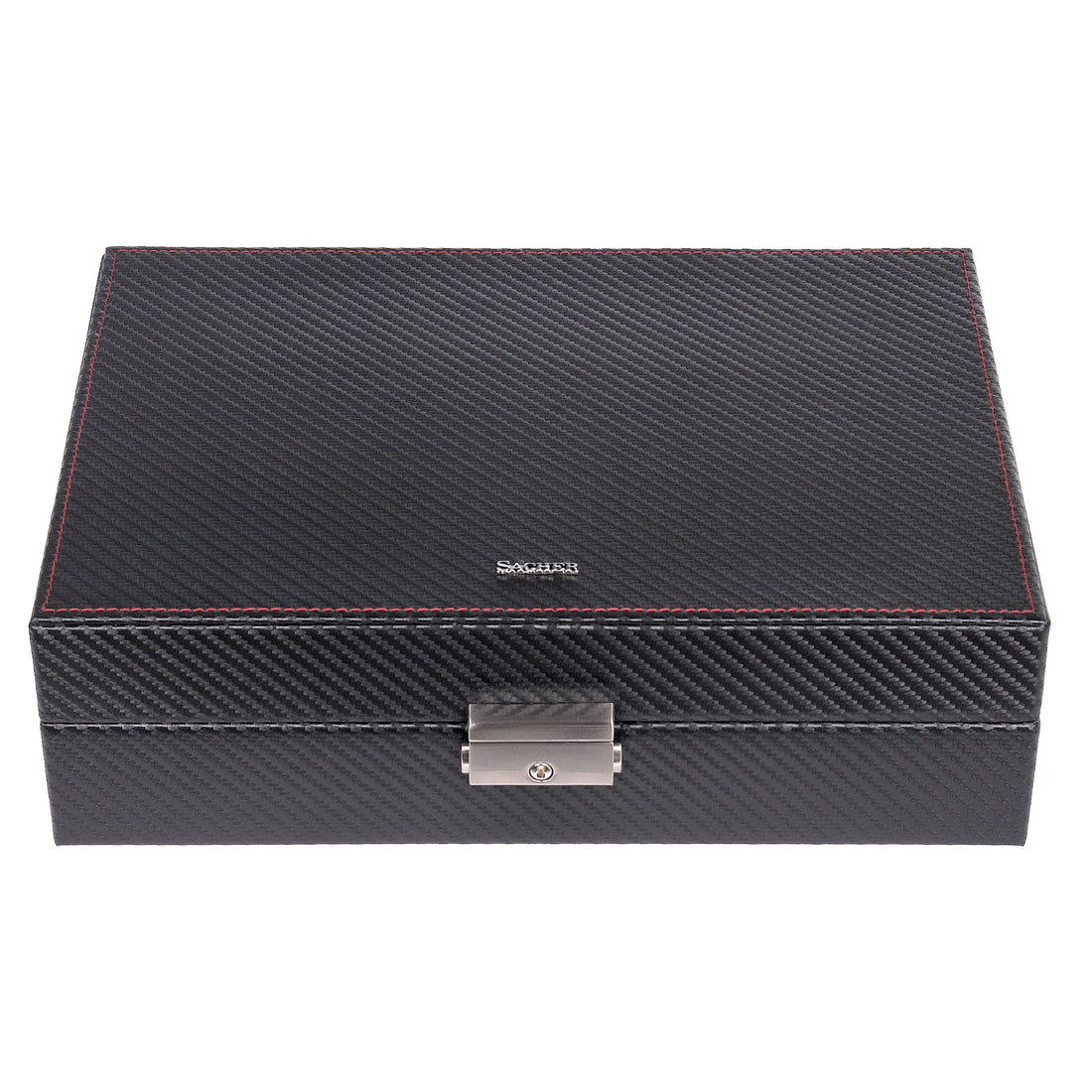 Watch case for 10 watches carvon / black (leather)