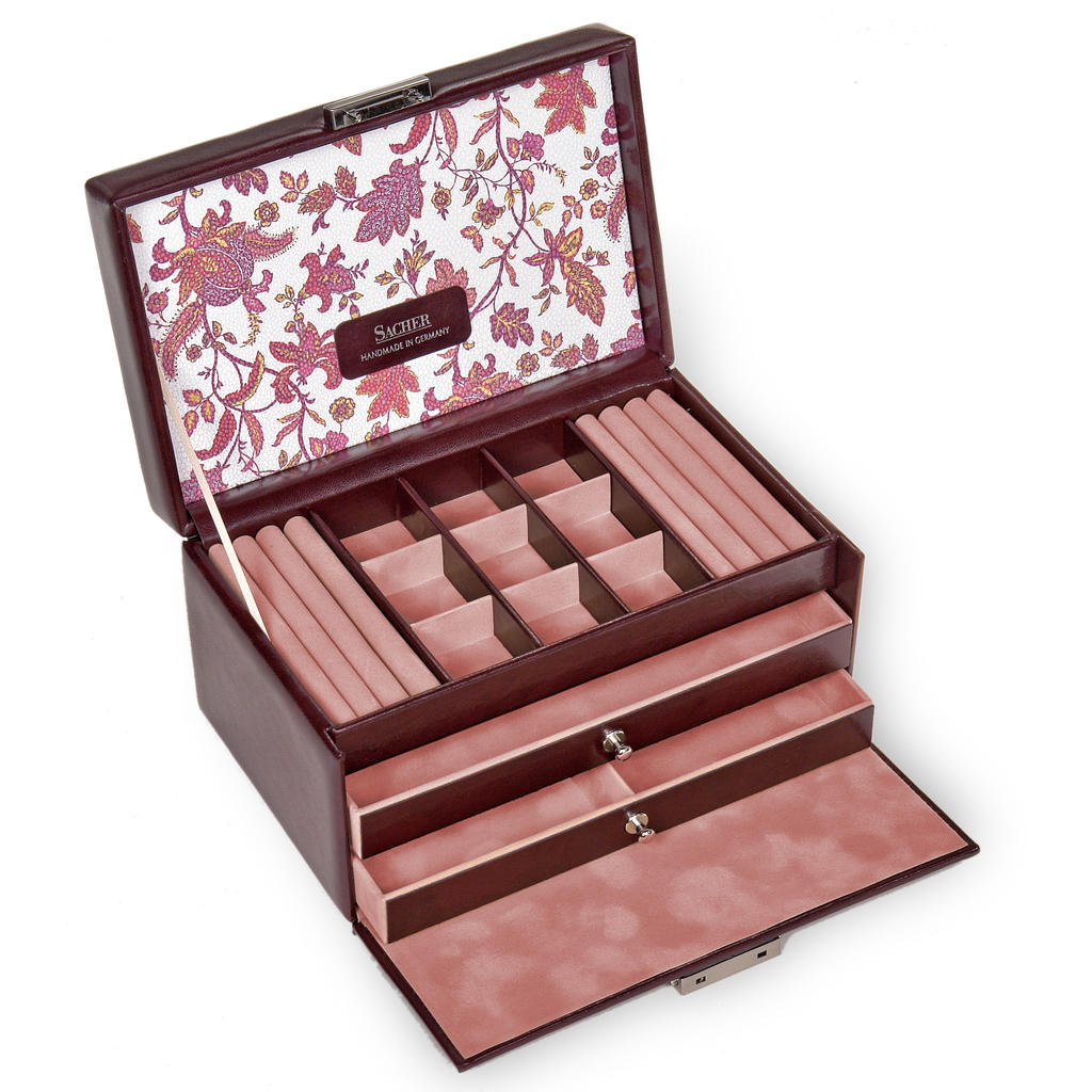 Jewellery box Elly florage / bordeaux