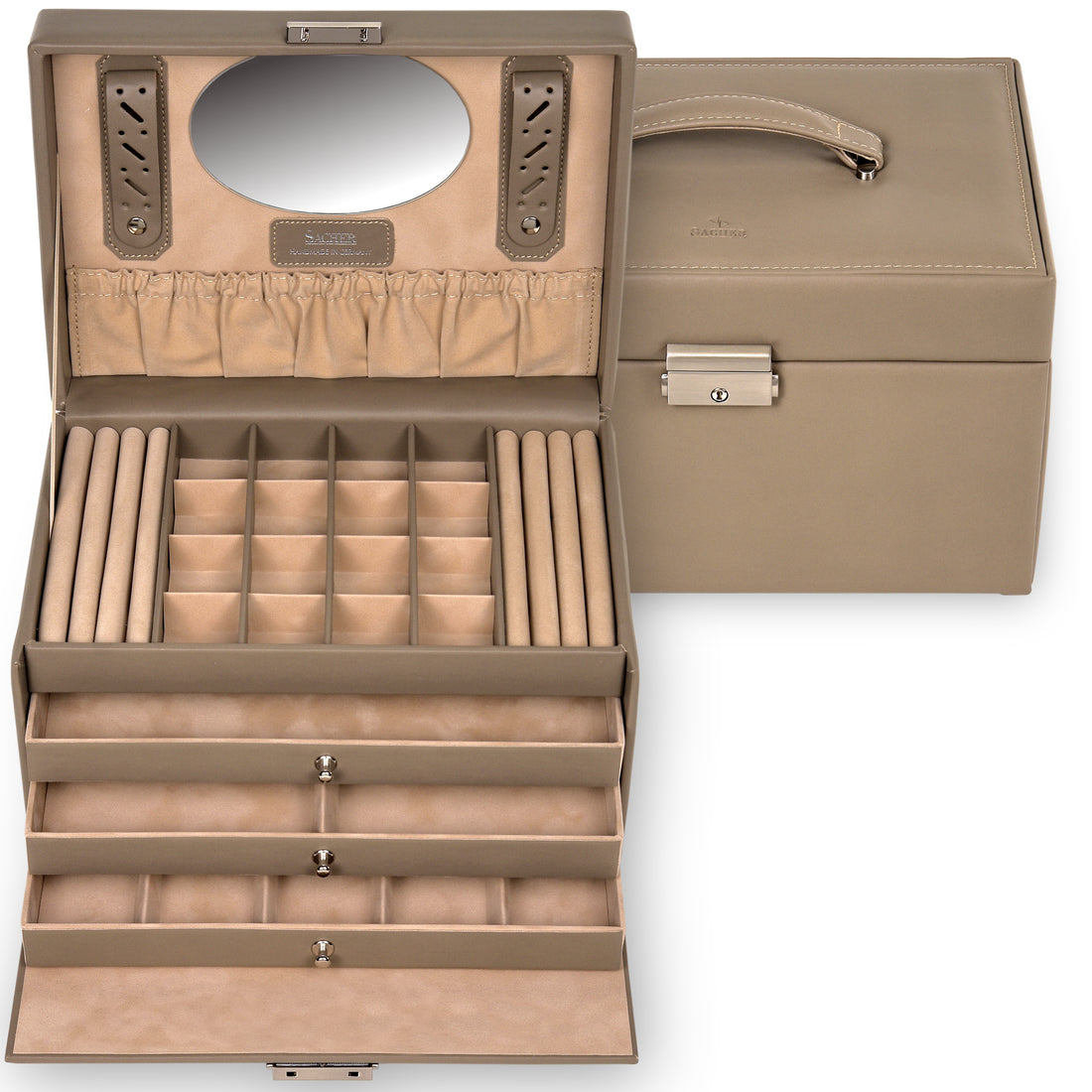 Jewellery box Lena nature / taupe (leather)