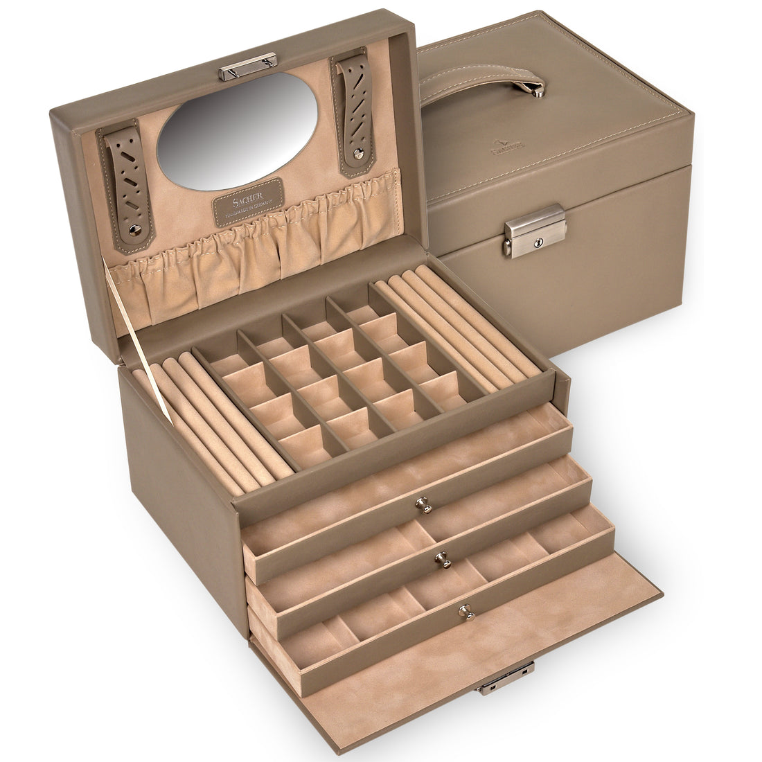 Jewellery box Lena nature / taupe (leather)