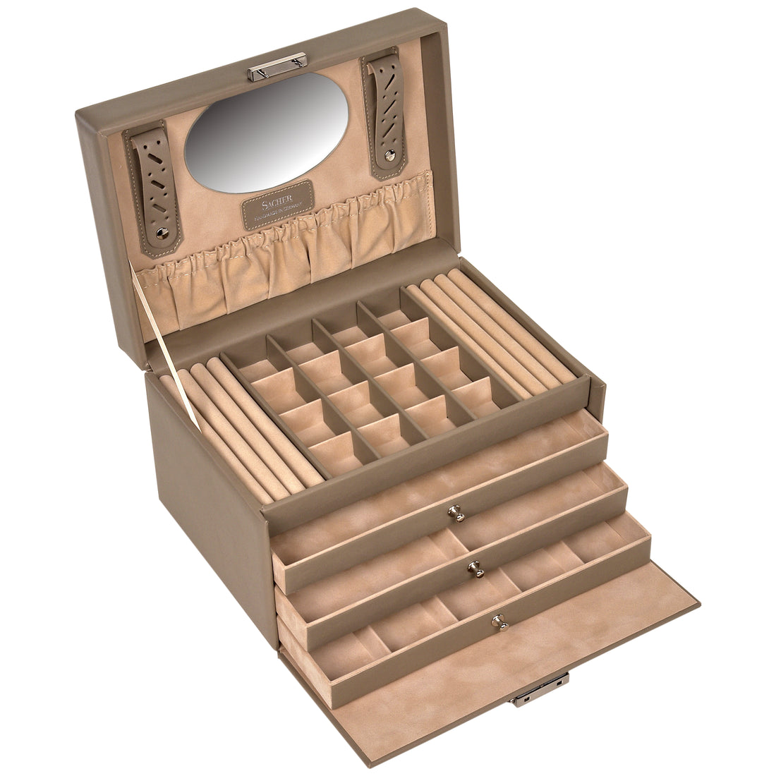 Jewellery box Lena nature / taupe (leather)