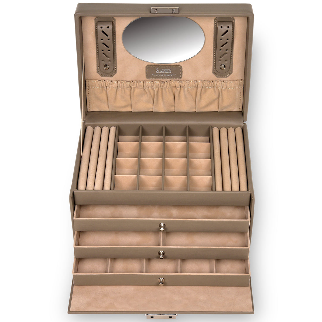 Jewellery box Lena nature / taupe (leather)
