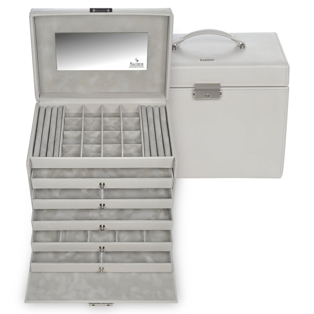 Nina elegance jewellery box / sand (full cowhide)