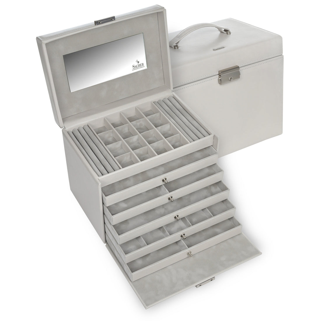 Nina elegance jewellery box / sand (full cowhide)