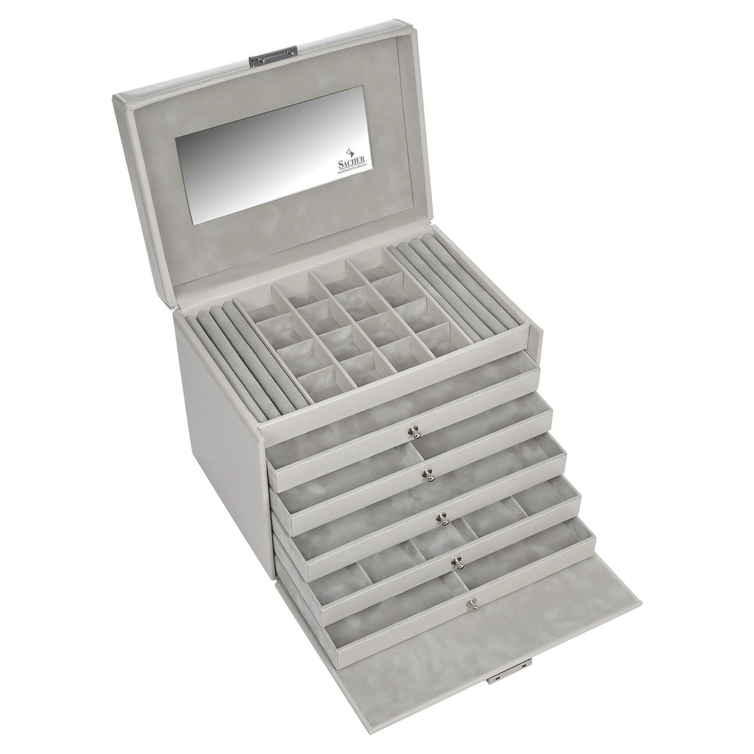 Nina elegance jewellery box / sand (full cowhide)