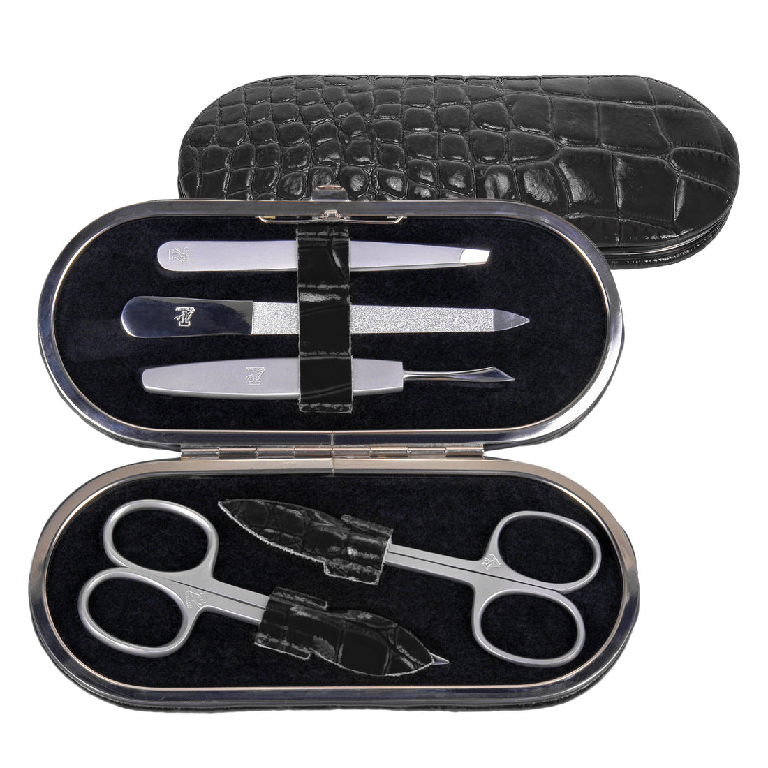 5-piece manicure case Manikürenset / black (leather)
