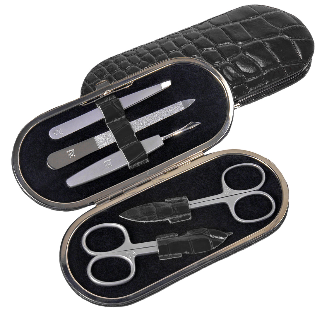 5-piece manicure case Manikürenset / black (leather)